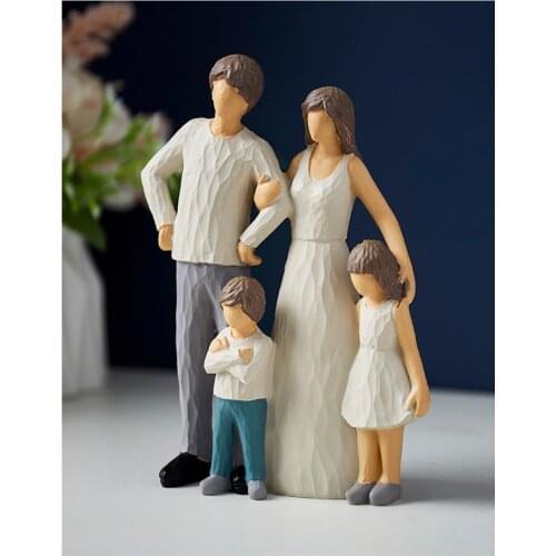 Wedding Cake Topper- Happy Family Cake Topper, Bride and Groom with 2 Kids Figurines , Anniversary Party Decor