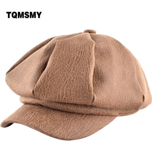 TQMSMY winter Octagonal Cap Newsboy Beret Hat Autumn And Winter Hats For Mens and women leather Casual Hat Beret Cap TMS81