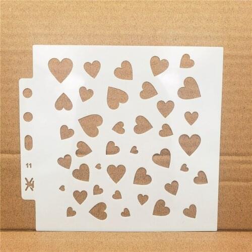 14.1*13 heart stencils Cover template spray plastic mold shield DIY cake hollow Embellishment printing lace ruler Easter