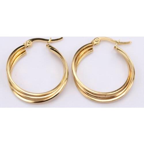 Three-layer twisted Stainless steel Hoop earrings 25mm birthday Leisure Suitable to wear Classic pop earrings LH917