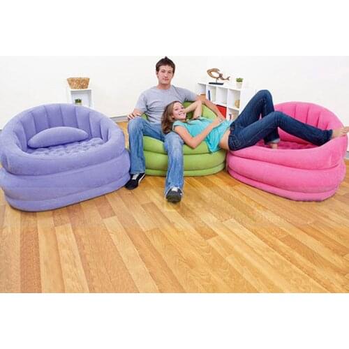 New Arrival Comfortable 91*102*65cm One Person Inflatable Sofa Lazy Suede Mattress Lounge Chair Air Cushion At Home Camping