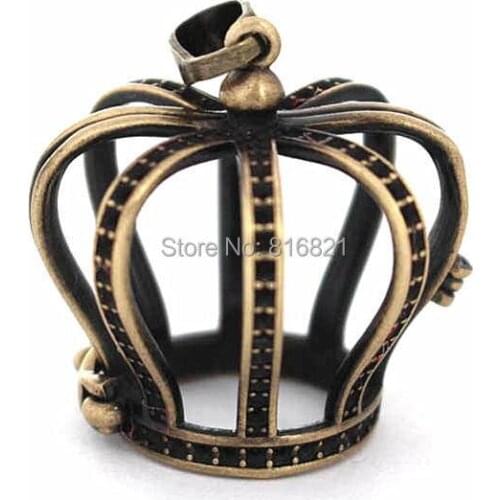 Vintage Crown Shape Filigree Locket Cage Pendant Essential Oil Diffuser DIY Rhinestone Making Antique Bronze Brushed 27x24mm