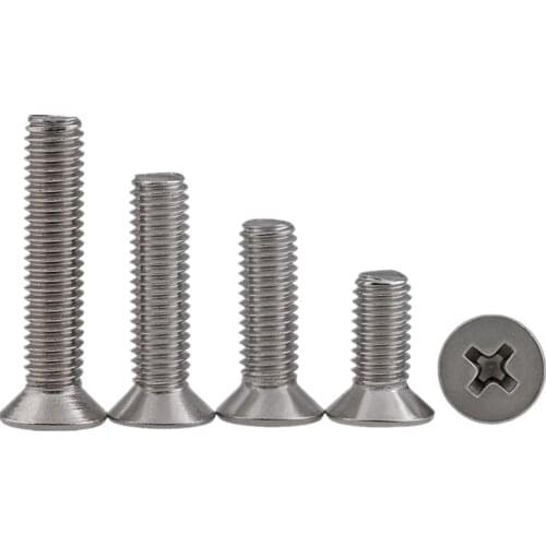 M4 stainless steel phillips screws machine screw cross recessed flat head countersunk bolt furniture bolts 6-30mm length