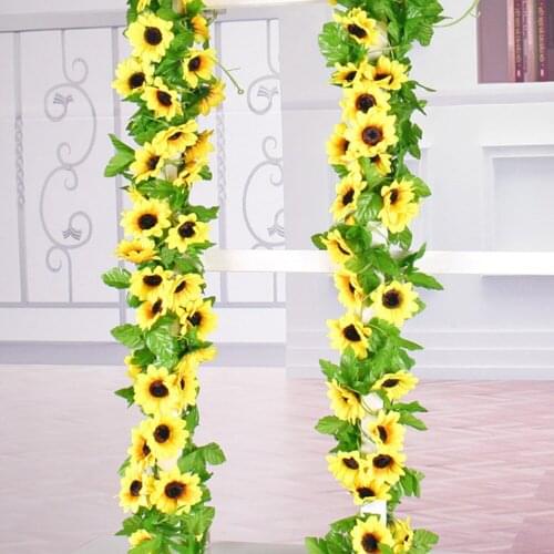 1PC Fake Flowers Artificial Sunflower Garland Beautiful Flower Ivy Silk Garden Home Wedding Decor Plastic Rattan