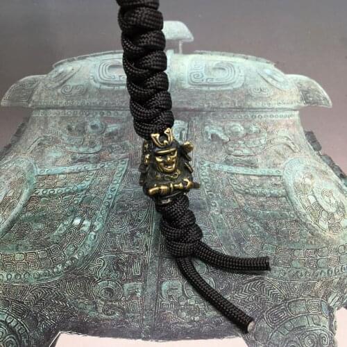 1PC Brass Samurai Ninja Knife Beads Lanyard Pendant Paracord Flashlight Knife Leather Lanyard Bead EDC Outdoor Pocket Tool