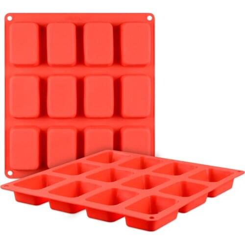 12 Cavity Square Silicone Cake Mold for DIY Chocolate Brownie Cookie Biscuit Bread Pastry Dessert Soap Baking Decorating Tools
