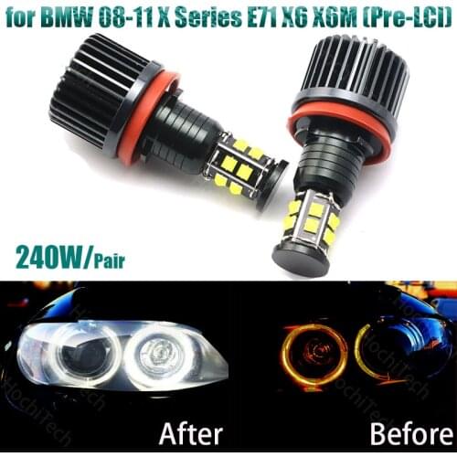 120W 6000K white H8 LED Angel Eyes Led Marker Lights for BMW 2008-2011 X Series E71 X6 X6M (Pre-LCI)
