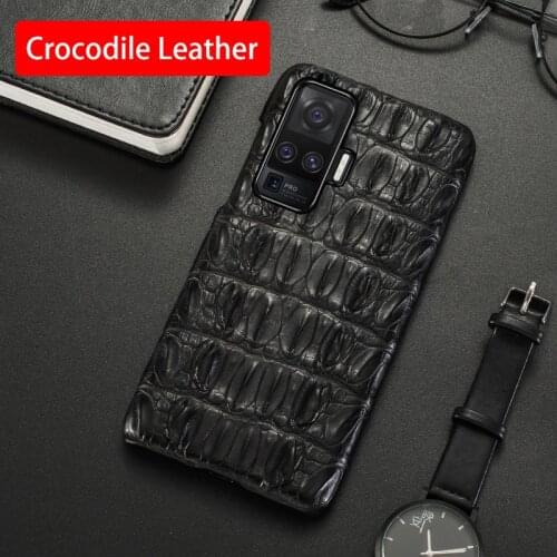 Natural Crocodile Leather Phone Case For VIVO X50 X30 X23 X27 Pro NEX 3 iQoo Cases Luxury Alligator Tail Bone Fin Back Cover