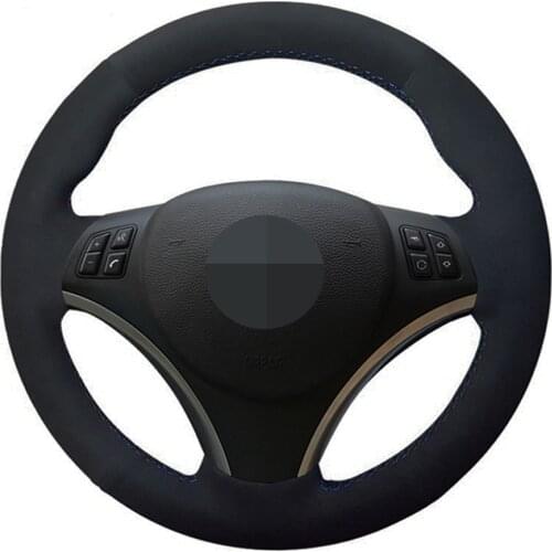 Car Steering Wheel Cover Hand-stitched Black Soft Suede For BMW E90 E91 E92 E93 E87 E81 E82 E88 X1 E84 Accessories