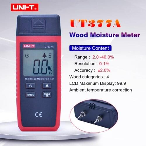 UNI-T UT377A Digital Wood Moisture Meter Hygrometer Humidity Tester for Paper/Plywood/Wood humidity measurement LCD Backlight