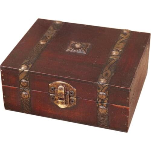 Decorative Trinket Jewelry Storage Box Handmade Vintage Wooden Treasure Case Antique Wooden Music Box Hand Cranked Music Box