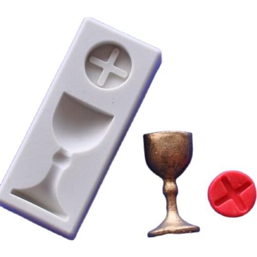 DIY Cake Tool Charlice Cup Baptism Trophy Silicone Mold Mould Romantic Communition Cup Cake Baking Icing Ice K249