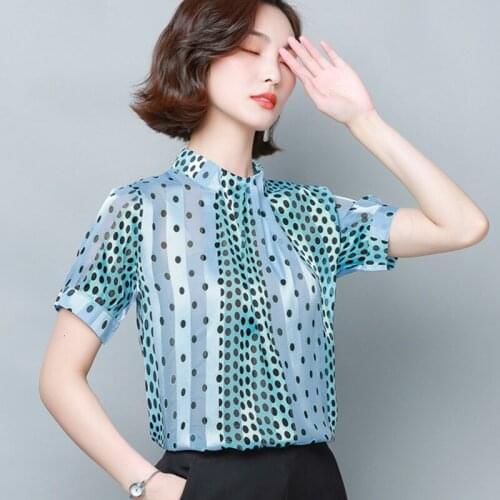 Elegant Chiffon Women Blouses Women Summer Polka Dot Print Shirt Blouse Tops Plus Size Blusas Mujer De Moda Office Lady Shirts