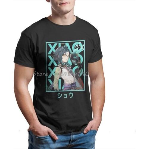 Genshin Impact Action Role-playing Game Xiao Homme Tshirt Big size T Shirt Tees Pure Cotton Oversized Short Sleeve