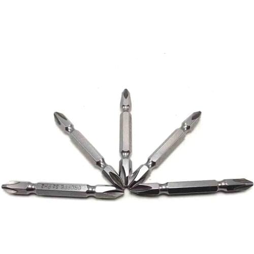 HOEN 5pcs/Set 65mm 1/4"(6.35mm) Phillips Screwdriver Bit With Magnetic S2 PH2 Double Ended Power Driver Bit Screw Driver