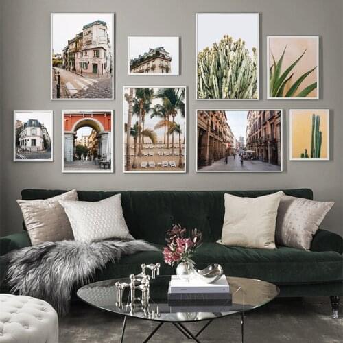 Coconut Tree Cactus Pink Beach Landscape Wall Art Canvas Painting Nordic Posters And Prints Wall Pictures For Living Room Decor