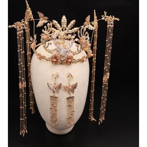 Chinese-Style Costume tiara Beaded Alloy Classical Wedding Headdress Bridal Hair Accessories