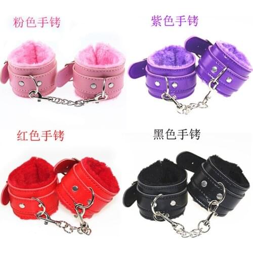 Leather Accessories Sexy Plush Handcuff PU Leather Plush Handcuff Ankle Cuff Restraints Bondage Sex Toy Restraints Sex Bondage