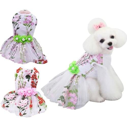 2PCS Summer Dog Tullle Dress Princess Skirt For Small Dog Chihuahua Birthday Wedding Dress Puppy Costume Spring Pet Clothes New