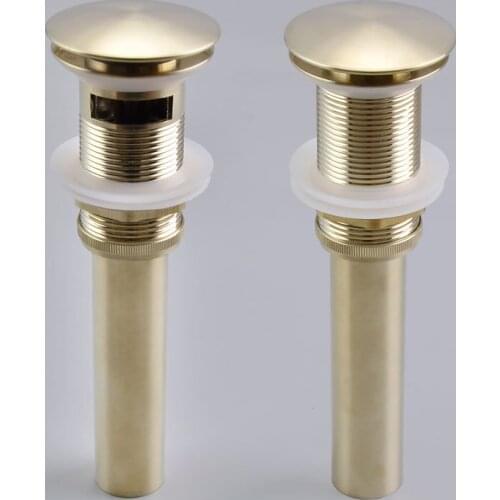 Brushed Gold Basin Sink Pop Up Drain Bathroom Vessel Sink Waste Drain with Overflow Faucet Water Drain