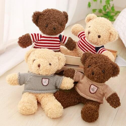 30cm Lovely Teddy Bear Stuffed Animals Plush Toy Dressing Sweater Ribbon Teddy Bears Doll Kids Toys Girls Baby Gifts