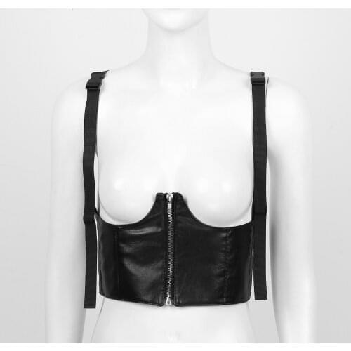 Fashion Belt for Women Goth Punk Zipper Faux Leather Underbust Corset Party Cosplay Costumes Decor Bustier Elastic Waist Cincher
