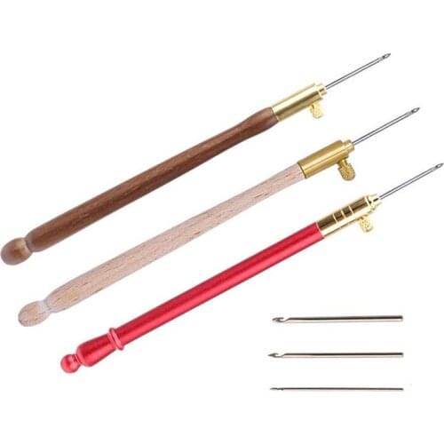 Embroidery Punch Knitting Needle With 3 Needles Punch Pen Embroidery Cross Stitch Craft Kit French Crochet For Sewing Knitting