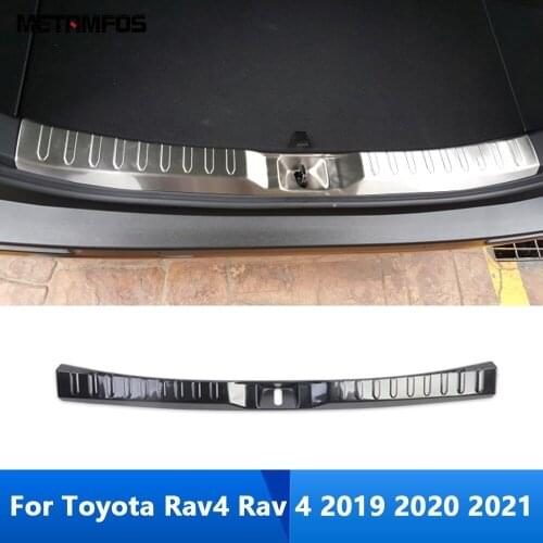 For Toyota Rav4 Rav 4 2019-2021 Inner Rear Bumper Foot Plate Tailgate Cover Trim Scuff Guard Sticker Stainless Steel Accessories
