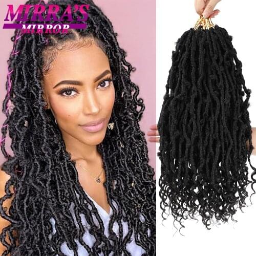 Butterfly Locs Crochet Hair With Curly Ends 18 Inch Goddess Faux Locs Crochet Braids Pre-Looped Synthetic Hair Extensions