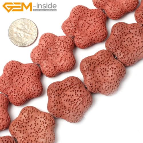 Natural Flower Shape Lava Rock Beads For Jewelry Making Bracelet Necklace 27mm 15 inch DIY Jewellery For Woman Gift
