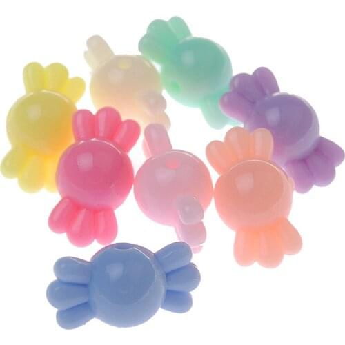 Newest 10mm 3D Pastel Colors Acrylic Jewelry Beads 800pcs/Lot Big Hole Cute Sweet Candy Shape Plastic Bracelet Necklace Beads