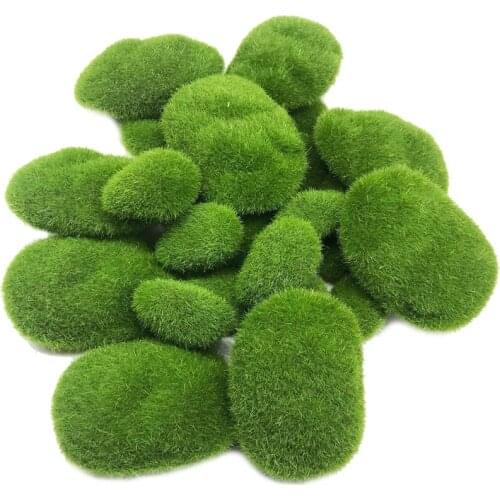 New 25 Pieces 2 Size Artificial Moss Rocks Decorative, Green Moss Balls For Floral Arrangements, Fairy Gardens And Crafting