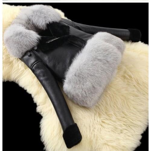 2020 new style fox fur collar oversized fox fur hem lambskin high quality jacket women short fur all-in-one fur jacket