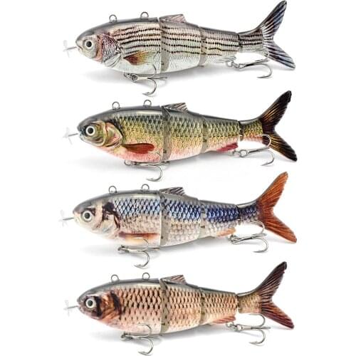 Lure Robotic Fishing Lures Auto Electric Bait Wobblers 4-Segment LED Swimbaits Inteli Self-Propelling Electric 18 * 10.1 * 2.3cm