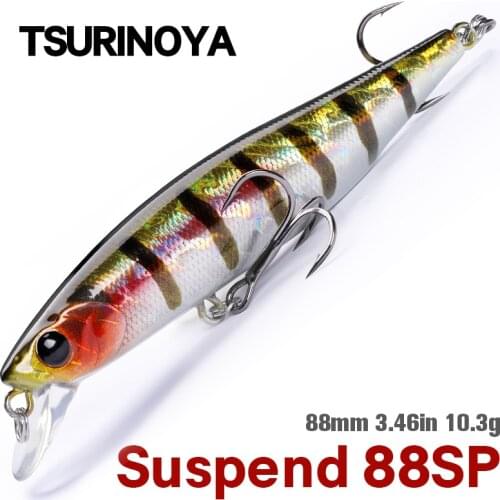 TSURINOYA 88SP Suspending Minnow Fishing Lure DW76 10.3g Wobblers Long Casting Bass Pike Jerkbait Bait Movement System Tackle