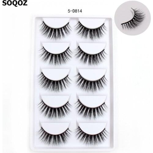 SOQOZ Eyelashes 3D Mink Eyelashes Luxury Handmade Mink Lashes Natural Long Eye Lashes Fluffy False Lash Eye 5 pairs D814 cosmeti
