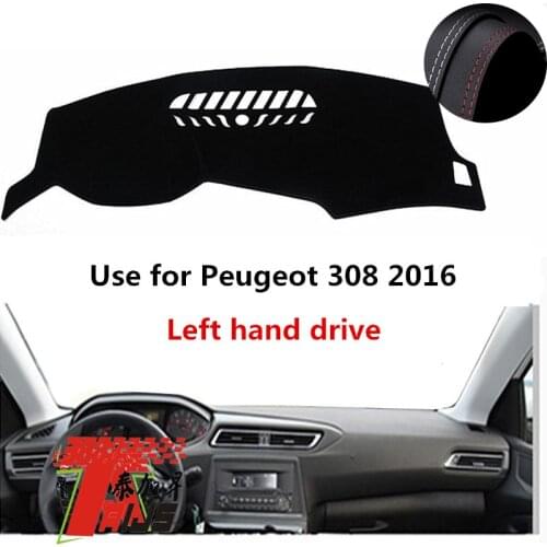 TAIJS Factory Good Quality Protective Sun Shade Leather Car Dashboard Cover For Peugeot 308 2016 Left hand drive