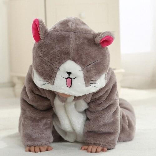 Warm thermal flannel animal shape baby winter clothing for rompers one-piece suit