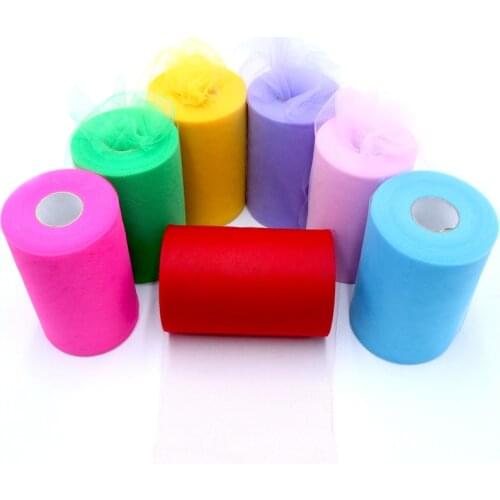 100yards 15cm Baby Shower Wedding Decoration Tulle Fabric Spool Tutu Skirt Elastic Wrapped Chest Event Festive Party Supplies