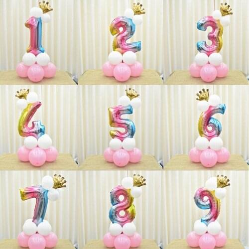 17pcs birthday Balloons Set Pink Latex Balloon 30inch Gradient Number Globos Kids Birthday Party Baby Shower Decor