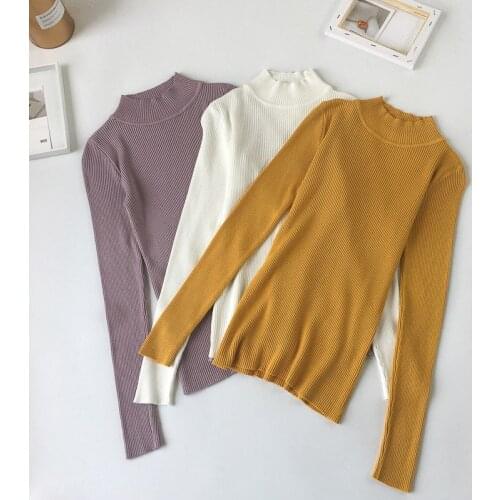 2018 High Quality Fashion Spring Autumn Winter Knitted Sweater Women Turtleneck Pullovers Womens Solid Sweaters Jumper