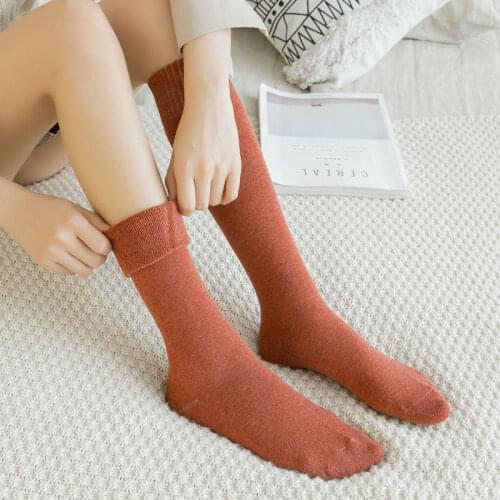 1 Pair Thick Womens Stockings Calf Socks Soft Comfortable Long Tube Socks Winter Pure Color Cotton Cute Japanese Style Socks