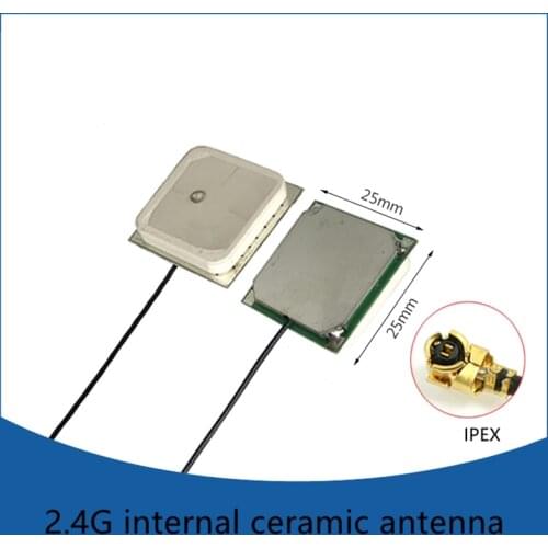 1pcs 2.4G internal ceramic antenna 10cm cable length 25*25*4mm IPEX U.FL connector RF1.13 2400-2500MHz 5BDi high gain