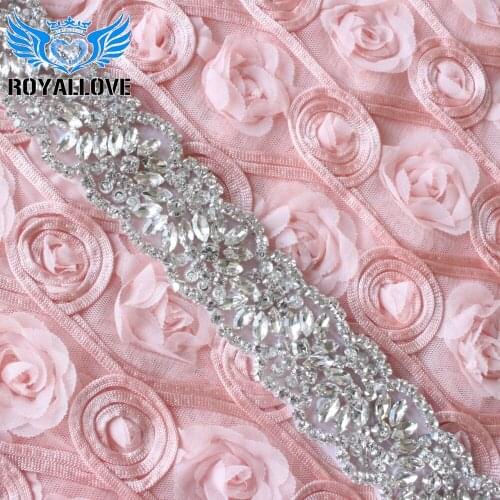 10 yards) Wholesale Sewing On Hot Fix Sliver Bling Beaded Glass Crystal Rhinestone Applique and Trimming Bridal Dresses Sash