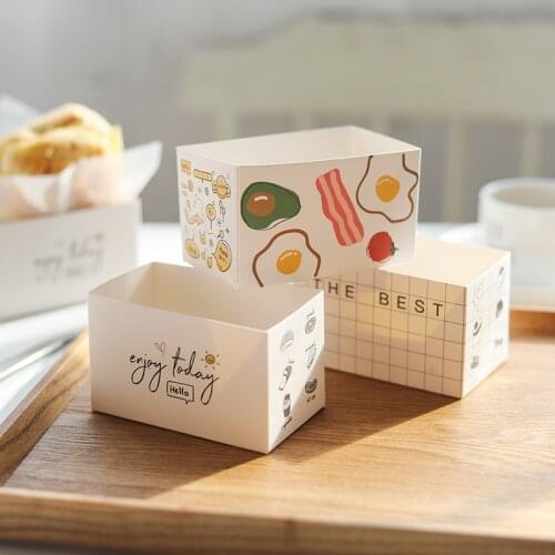 100PCS Toast Packaging Cake Box Sandwich Holding Bread Tray Donut Egg Pie Burger Packaging Burger Oil Paper Box