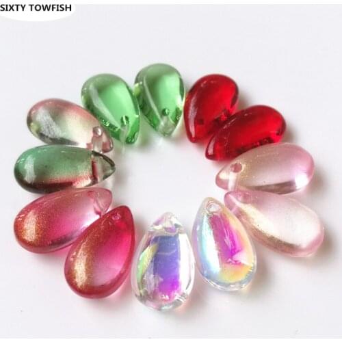 12 Pieces/lot DIY Jewelry Accessories 8x14mm Multi Gradient Color Czech Glass Beads Teardrop-shaped Lampwork Loose Beads Sew On