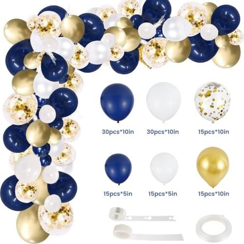 123 Pcs Navy Blue Gold Metallic Balloon Arch Kit Wedding Birthday Party Macaron Latex Confetti Balloons Garland Decor Supplies