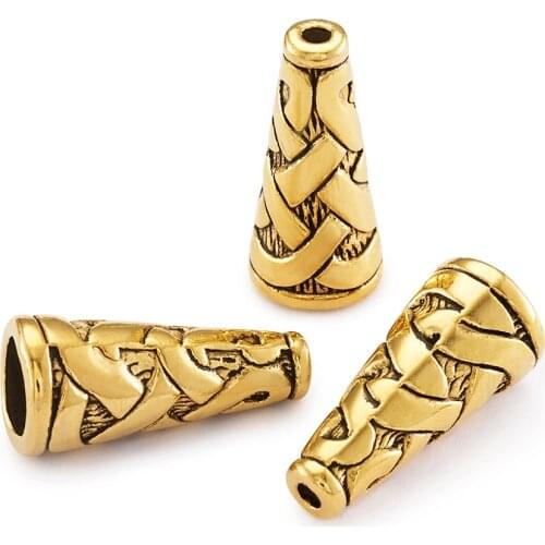 Pandahall 20/50pcs Tibetan Style Bead Cone End Cap for Jewelry Making DIY Bracelet Necklace 18x18x8mm Hole: 1mm