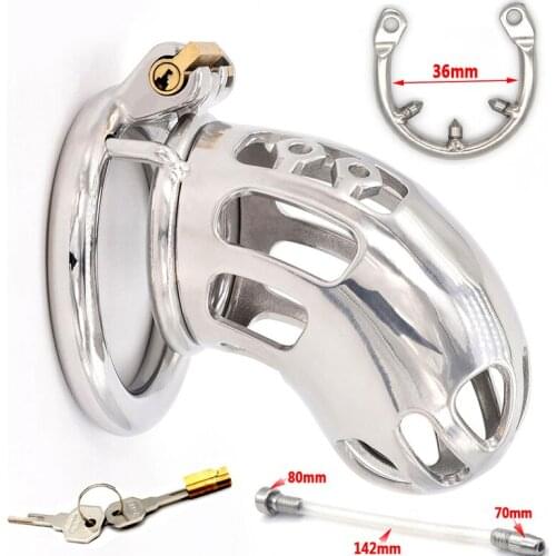 2021 New Stainless Steel Cock Cage Male Chastity Device Bondage BDSM Penis Rings Sex Toy For Man Penis Lock Adults Sex Shop