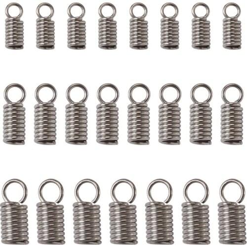 300pcs/box 304 Stainless Steel Terminators Coil Cord Ends for Jewelry Making DIY Bracelet Necklace Accessories Finding